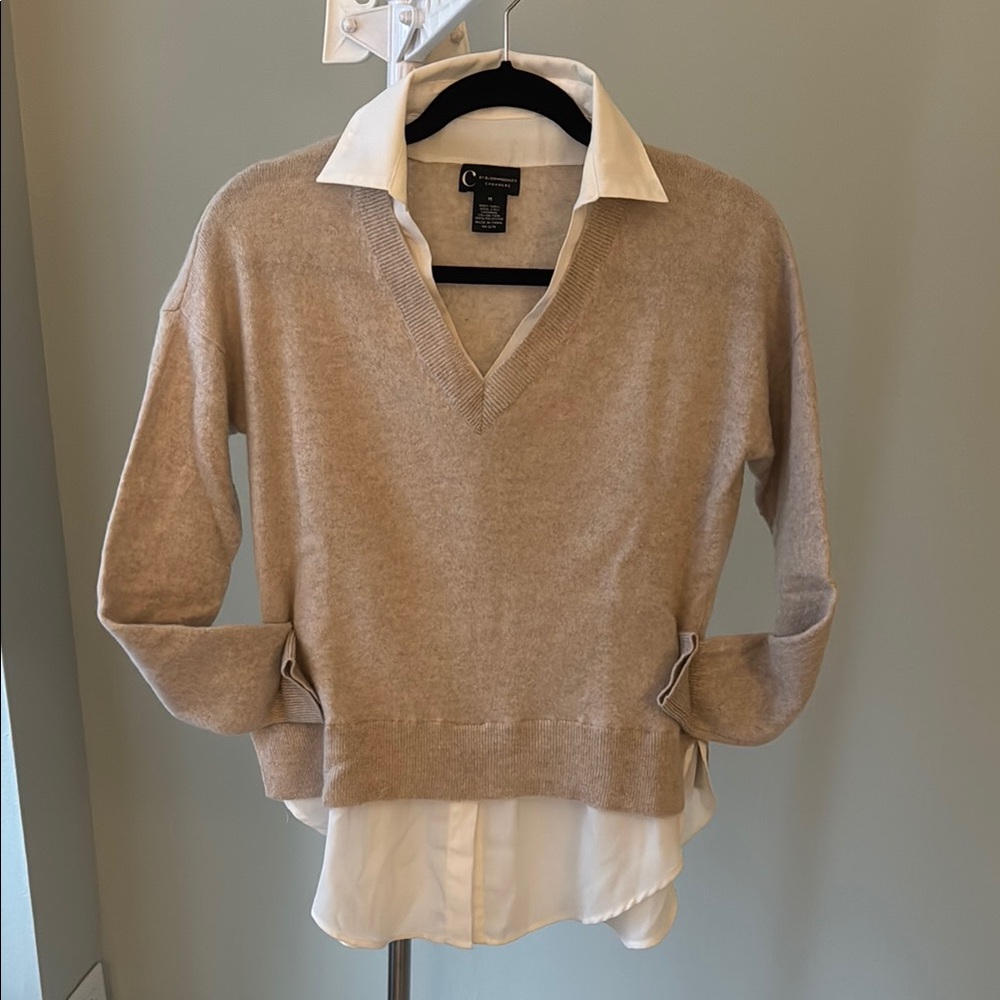 Classic Beige V-Neck Cashmere Sweater